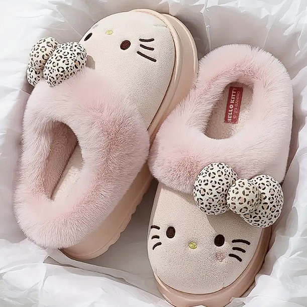 FLUFFIN Hello Kitty - pantoufles à fourrure.